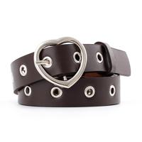 STUKS smalle dunne lederen zilveren metalen hart gesp riemen voor vrouwen riem lengte: 105cm (koffie)