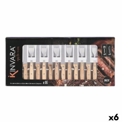 Bestek Kinvara Bruin Zilverkleurig Hout Metaal 16 Onderdelen (6 Stuks)