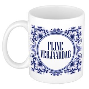 Verjaardag cadeau mok - Delfts Blauw - fijne verjaardag - 300 ml - keramiek