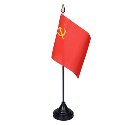 Vlag USSR tafelvlaggetjes - 1x stuks - 10 x 15 cm vlag - met zwarte standaard - versiering