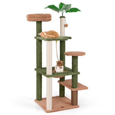 152 cm Krabpaal met Krabpaal Sisaltouw Pluche Zitstok Hangspeeltje Dutje Zelftoilet Springplatform voor Binnenkatten