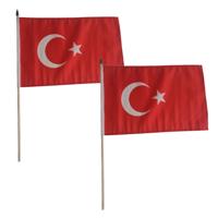 2x stuks luxe zwaaivlag Turkije 30 x 45 cm