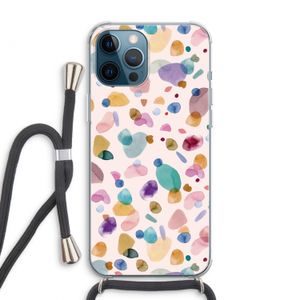 Terrazzo Memphis Pink: iPhone 12 Pro Max Transparant Hoesje met koord