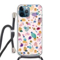 Terrazzo Memphis Pink: iPhone 12 Pro Max Transparant Hoesje met koord