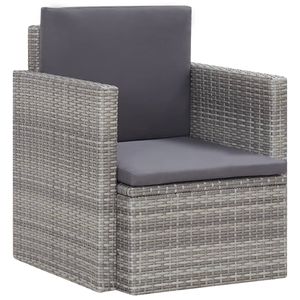 Tuinstoel met kussens poly rattan grijs