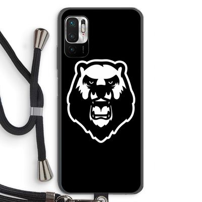Angry Bear (black): Xiaomi Redmi Note 10 5G Transparant Hoesje met koord