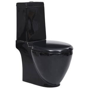 vidaXL Toilet met afvoer achter keramiek zwart