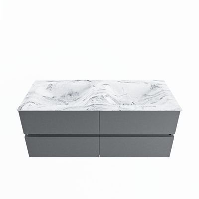 MONDIAZ VICA-DLUX 120cm badmeubel onderkast Plata 4 lades. Inbouw wastafel CLOUD dubbel 2 kraangaten, kleur Glace.