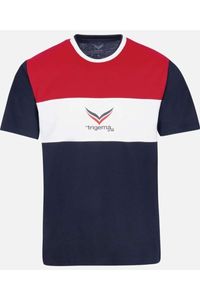 TRIGEMA Comfort Fit T-Shirt ronde hals blauw/rood/wit, Bedrukt