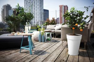 elho loft urban round high 35 Buiten Plantenpot Vrijstaand Polypropyleen (PP) Wit