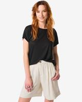 HEMA Dames T-shirt Amelie Met Bamboe Zwart (zwart)