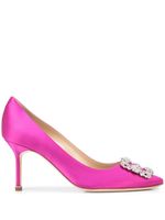 Manolo Blahnik escarpins en soie à ornements en cristal - Rose