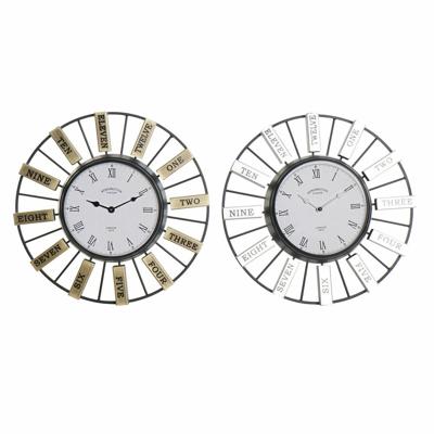 Muurklok DKD Home Decor 40 x 6,4 x 40 cm Kristal Zilverkleurig Gouden Ijzer (2 Stuks)