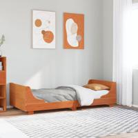 Bedframe zonder matras massief grenenhout wasbruin 75x190 cm