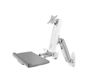 ICY BOX IB-MS600-W, Sit-Stand-Workstation mit Wandhalter für ein Monitor bis zu 24 Monitor-wandbeugel 1-voudig 25,4 cm (10) - 61,0 cm (24) Zilver, Grijs, Wit