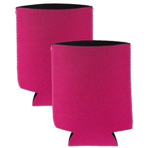 2x Stuks opvouwbare blikjeskoelers/ koel hoesjes fuchsia roze