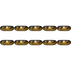 Spot Armatuur 10 Pack - Pragmi Zano Pro - GU10 Inbouwspot - Ovaal Dubbel - Zwart/Goud - Aluminium - Kantelbaar - 185x93mm