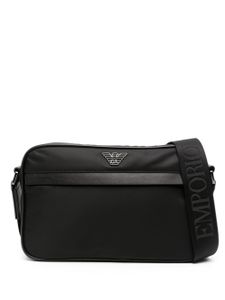 Emporio Armani sac à bandoulière à plaque logo émaillée - Noir