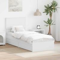 Bedframe met lade met hoofdeinde Wit 75 x 190 cm Bewerkt hout