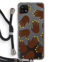 Hands dark: Samsung Galaxy A22 5G Transparant Hoesje met koord