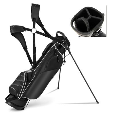 Golftas Golfstandtas met Poten Regenhoes & 4-vaks Verdeling Lichte Draagbare Golftas met Standaard voor Dames & Heren Zwart
