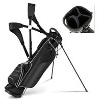Golftas Golfstandtas met Poten Regenhoes & 4-vaks Verdeling Lichte Draagbare Golftas met Standaard voor Dames & Heren Zwart