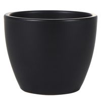 Plantenpot/bloempot in een strakke Scandinavische look zwart Dia 15 cm en Hoogte 12 cm