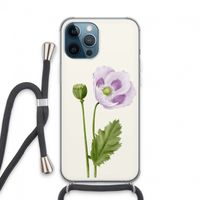 Purple poppy: iPhone 13 Pro Max Transparant Hoesje met koord