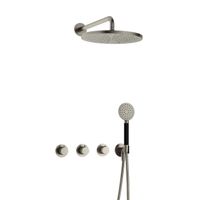 Hotbath Cobber IBS70 Regendoucheset inbouw - 38.5cm wandarm - 30cm ronde hoofddouche - 3 standen handdouche - nikkel geborsteld IBS70GN15