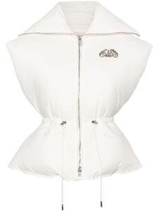 Alexander McQueen gilet matelassé à logo en perles - Blanc