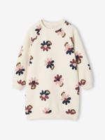 Jurk van molton met bloemenprint ecru