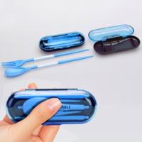 2 PC'S Mini outdoor draagbare reizen sets Candy kleur vouwen diner instellen student Kids keuken tool (blauw)