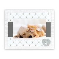 Houten fotolijstje wit/grijs met honden/katten pootje geschikt voor een foto van 10 x 15 cm