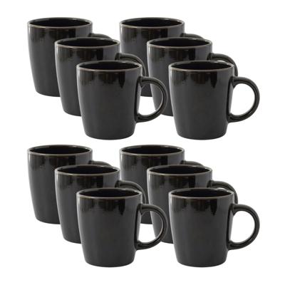Home Deco Factory Mok - 12x - zwart - 40 cl - keramiek - vaatwasserbestendig Home Deco Factory Mok - 12x - zwart - 40 cl - keramiek - vaatwasserbestendig