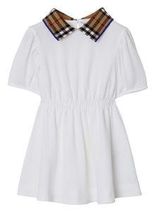 Burberry Kids robe à col à carreaux - Blanc