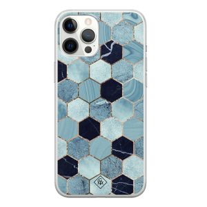 iPhone 12 Pro Max siliconen hoesje - Blue cubes