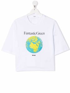 MSGM Kids t-shirt en coton à imprimé graphique - Blanc