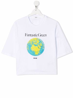 MSGM Kids t-shirt en coton à imprimé graphique - Blanc