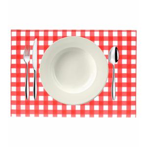 Bellatio design Placemats - 12x - rood/wit geblokt - Oktoberfest - 43cm