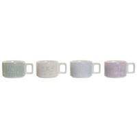 Set van koffiekopjes DKD Home Decor Groen Hemelsblauw Lila Metaal Bamboe Dolomite 260 ml
