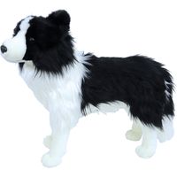 Grote pluche zwart/witte Border Collie hond staand knuffel 53 cm speelgoed   - - thumbnail
