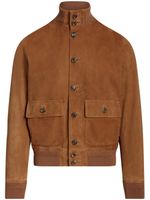 Ralph Lauren Purple Label veste bomber en suede à boutonnière - Marron