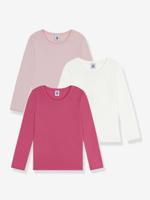 Set van 3 t-shirts voor meisjes van katoen met lange mouwen PETIT BATEAU rozen