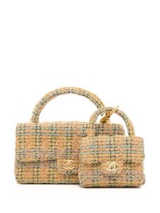 CHANEL Pre-Owned lot de deux sacs à main Classic Flap en tweed (1992) - Jaune