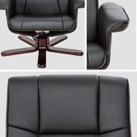 tectake TV Fauteuil - Relaxstoel met Kruk - Zwart - thumbnail