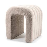 Giga Meubel - Poef Bouclé Taupe - Zithoogte 45cm - Japandi - Sera