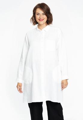 Yoek Blouse met zakken LINNEN | Wit | Maat 42/44