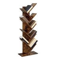 Parya Home - Houten Boekenkast - 8 niveaus - Vintage - Staande Plank - Bruin