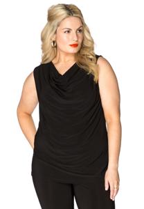 Yoek Top watervalhals | Zwart | Maat 46/48