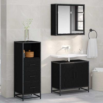 Badkamer Kast Zwart eiken 35 x 37,5 x 100 cm Bewerkt hout